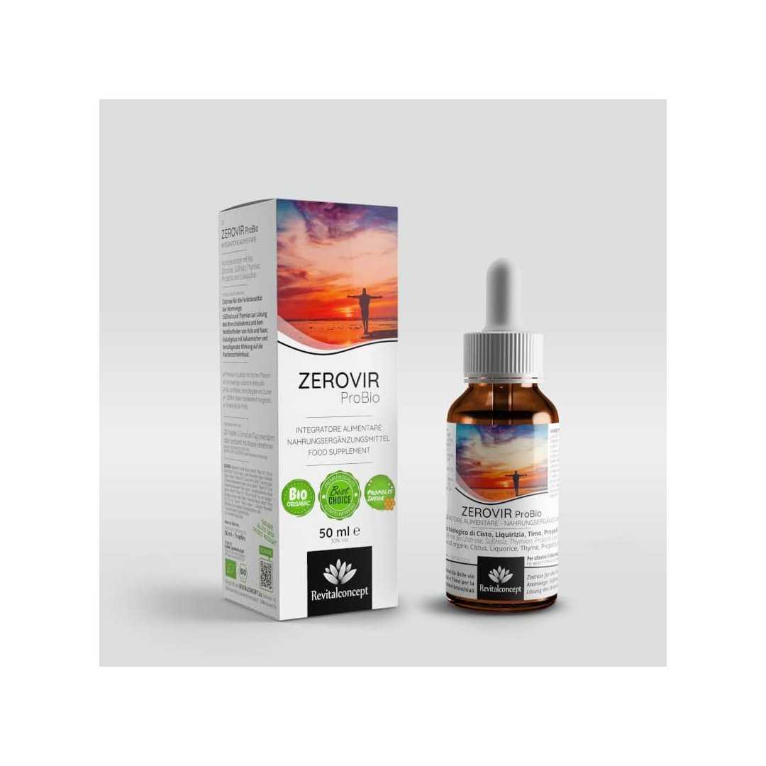 ZEROVIR ProBio - Komplexmittel mit Bio Zistrose, Süßholz, Thymian, Propolis und Eukalyptus Tropfen o. Spray